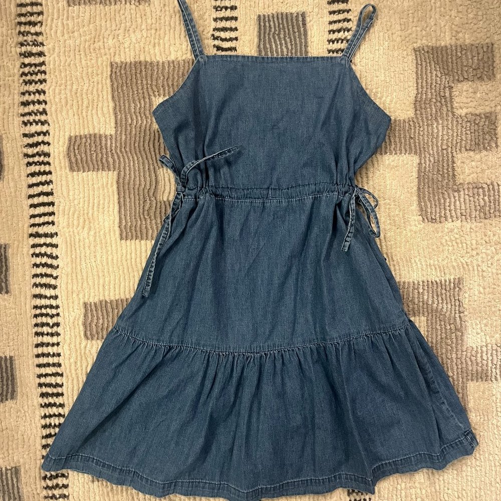 Gap High Neck Tiered Denim Mini Dress